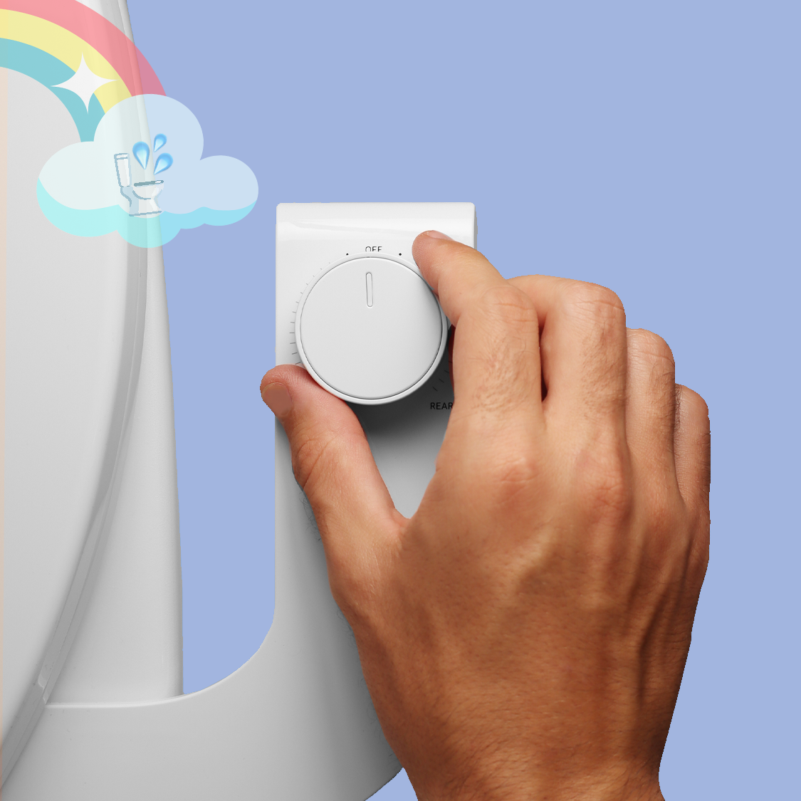 PODDI Clean Wash Bidet attachment with dual nozzle for front & rear wash. Ultra-slim design that fits every standard toilet. Easy to use with one-knob twist.