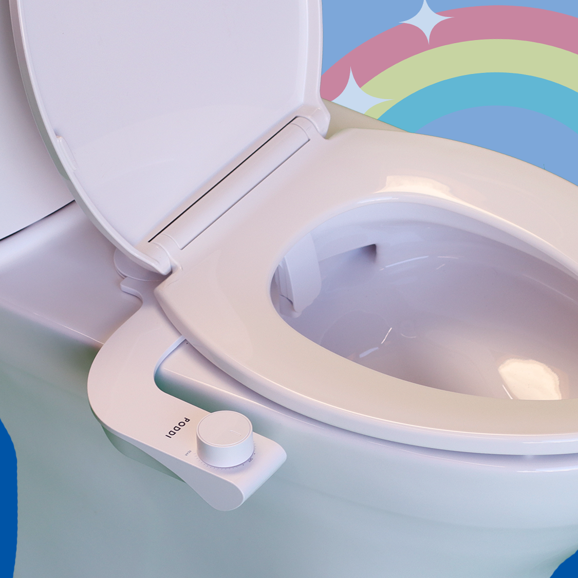 PODDI Clean Wash Bidet attachment with dual nozzle for front & rear wash. Ultra-slim design that fits every standard toilet. Easy to use with one-knob twist.